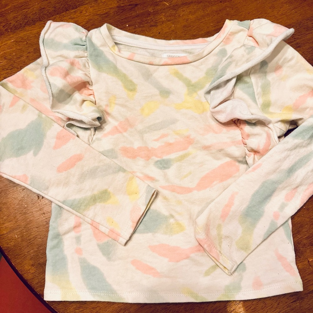 Grayson Mini‎ Girls 5T Tie Dye Ruffle Long Sleeve Top Cute Kidcore Pastel
